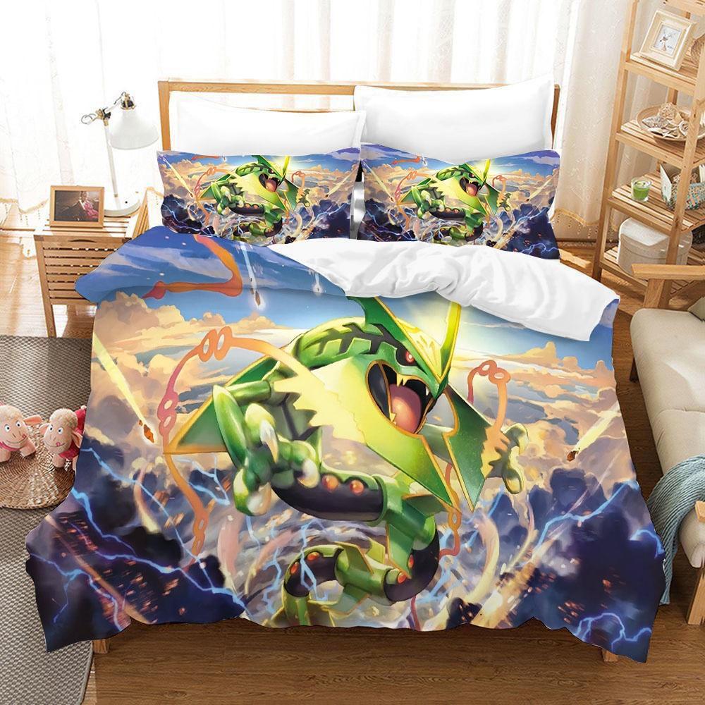 3D Anime Pokemonzd Bedding Set Cartoon Children Bedroom Quilt Cover Boy Girl Bedclothes Single Double King Pikachus Duvet Cover