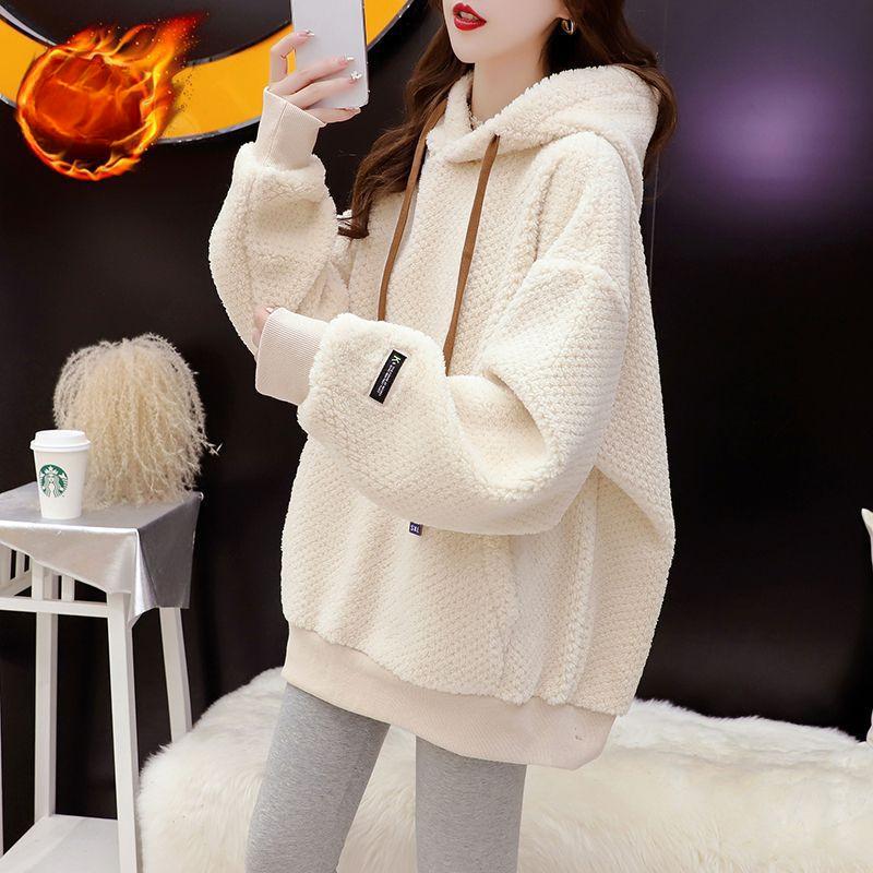 Autumn and Winter New Korean Version Loose Small Hooded Fleece Jacket Top