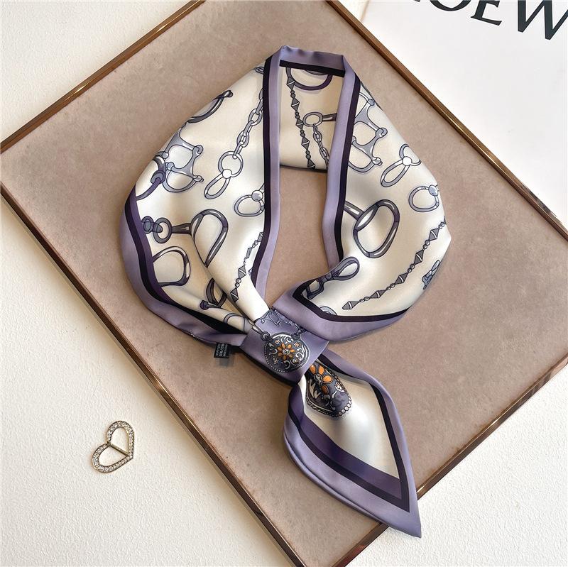 New Elegant Women's Slender Scarf Soft Satin Lightweight Chic Print Design for Spring Summer Versatile Neck Collar Accessory