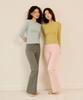 Maleunpaibeu [Set] Fingerhole Long Sleeve T-Shirt & Bootcut Pants Set (D Type)