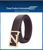 Men's Z Letter Business Casual Buffalo Leather Belt with Stainless Steel Buckle