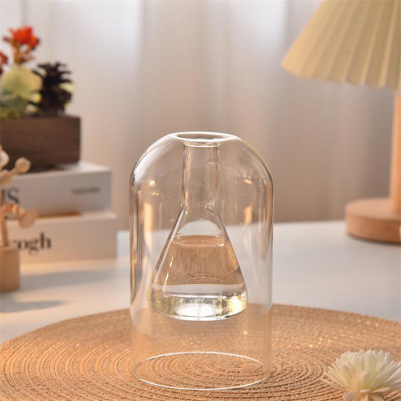 Double-Layer Irregular Glass Aroma Diffuser with Rattan Sticks