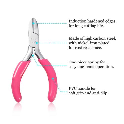 SPEEDWOX Mini Nippers, Small 3" Wire Cutter with Pink PVC Handle, Jewelry Pliers for Beading Jewelry Making DIY Craft Hobby Supplies
