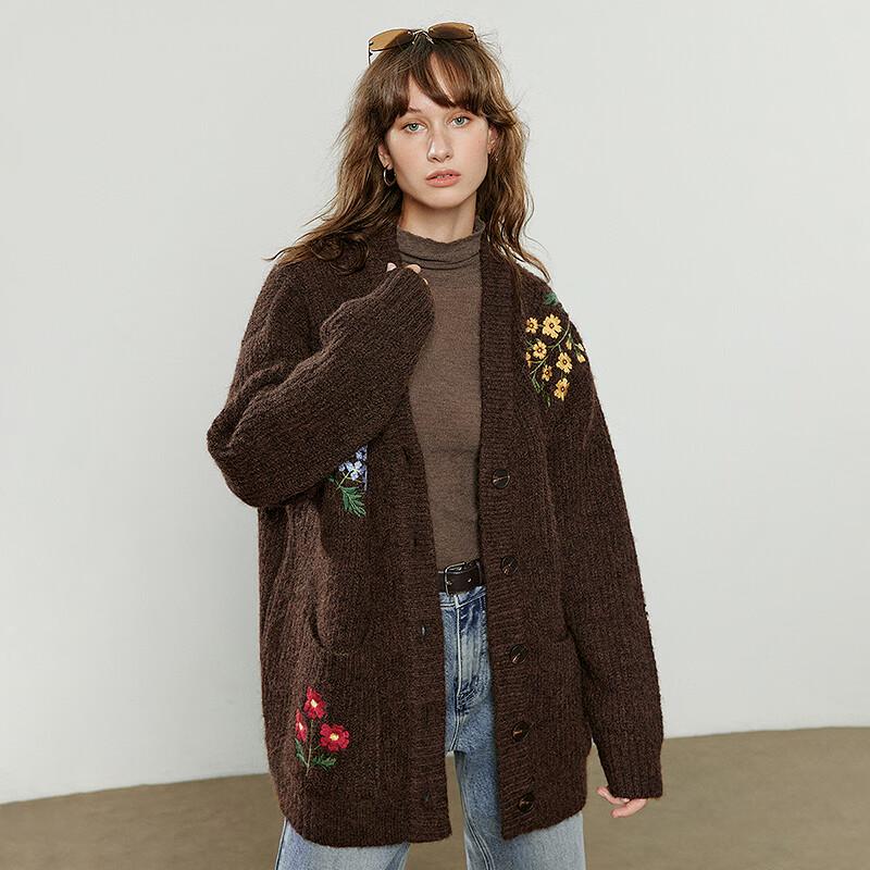 Chuyu Women's Embroidered V-Neck Cardigan Sweater
