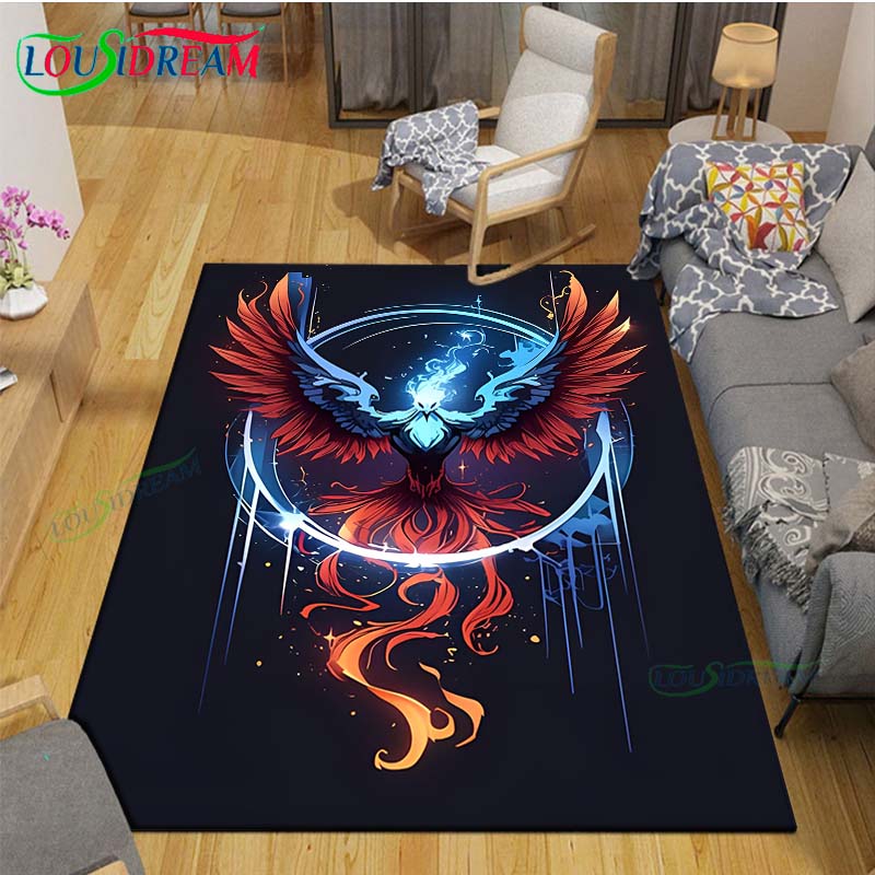 Popular Mythical Beast Phoenix Printed  Carpet Living Room Anti-Skid Area Rug Kids Bedroom Mats Yoga Mat Carpet Decor Gift