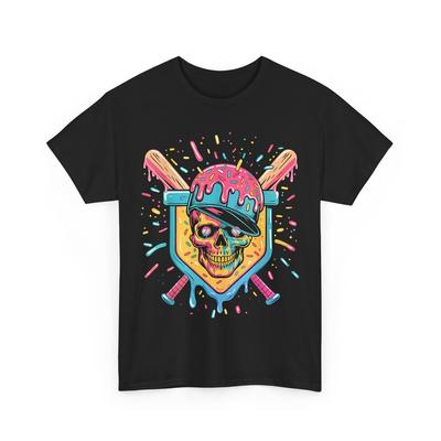 Camiseta Caveira Sorvete Pingando Base do Home Plate de Beisebol