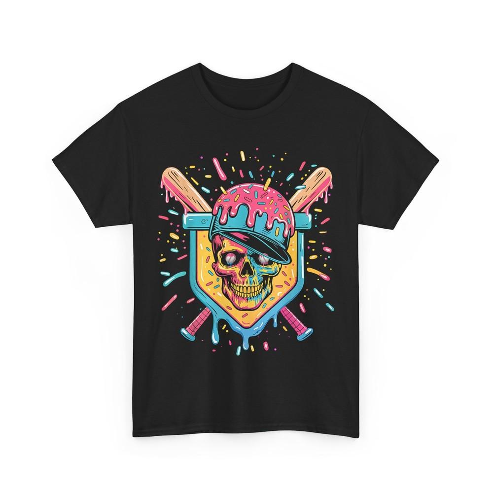 

Baseball Home Plate Drip Ice Cream Skull T-Shirt 3XL