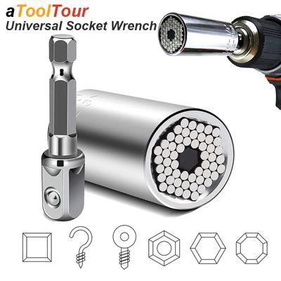 Chave de soquete universal conjunto de cabeça manga gadget 7-19mm adaptador de broca de energia chave porca aperto mágico multi ferramentas manuais multitool