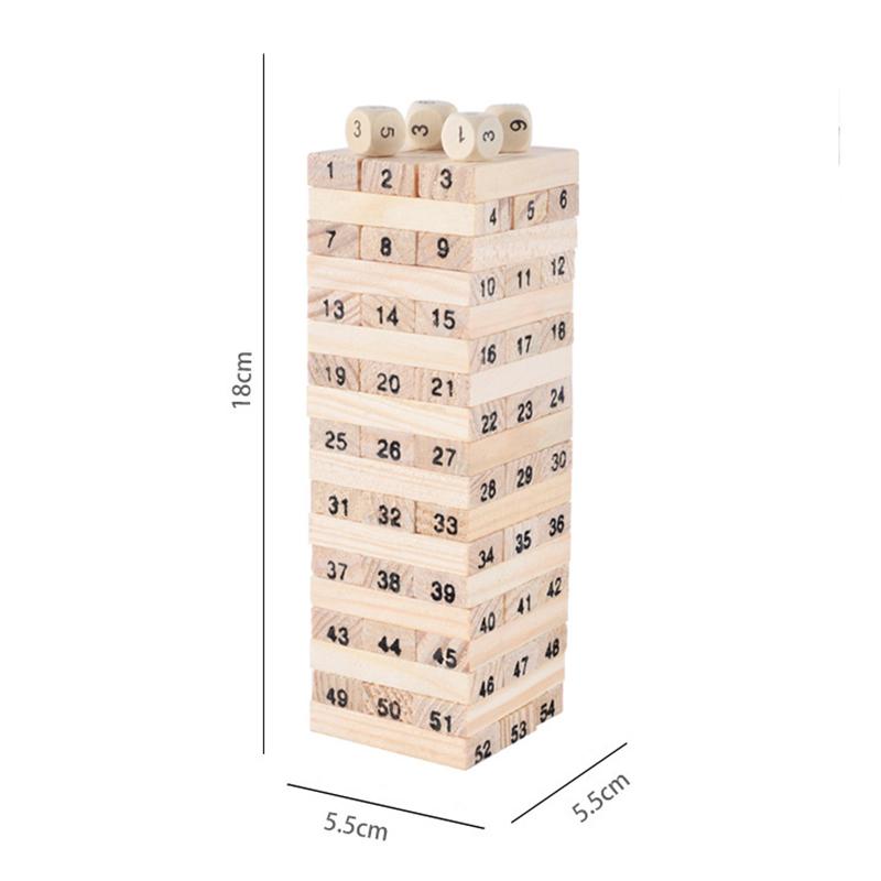 54PCS Wooden Stack High Game Blocks Toy Timeless Balance Brain Game Toy Intelligence Learning Playthings Ideal For Children Children Boy Present