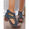Women's Coarse Heel Sandals, High-heeled Hollow Shoes, Breathable and Comfortable Fishmouth Sandals