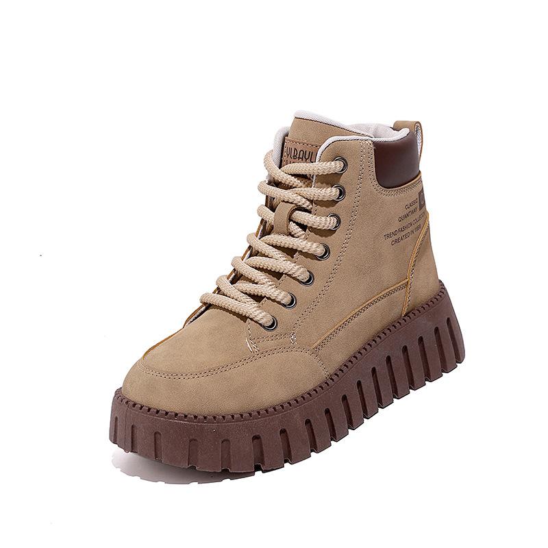 Thick-soled heightening retro Martin boots women's autumn and winter outdoor board shoes high-top street photography niche casual single shoes 
