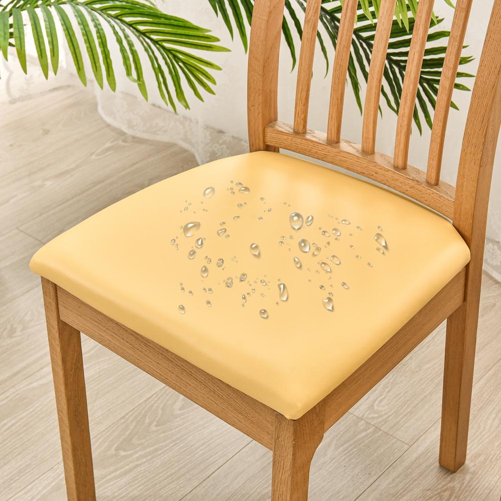 Chair Seat Covers PU Leather Square Chair Cushion Cover Waterproof Kitchen Removable Dining Room Upholstered Seat Slipcovers