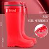 Extra High Rain Shoes Women's Water Shoes Fashion Wear Waterproof and Velvet Warm Adult Rainforest Hiking Non-slip Rubber Rain Boots