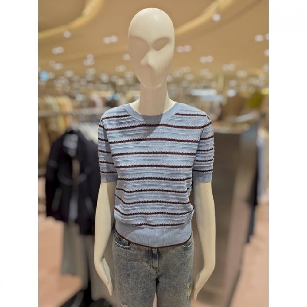

Cc Collect. Stripe Round Short Sleeve Knit C262ksk136 LB/FREE