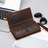 Men's Vintage Designer Long Clutch Wallet 100% Genuine Cowhide Leather Card Holder Classic Retro Genuine Leather Purse with Multi Card Slots