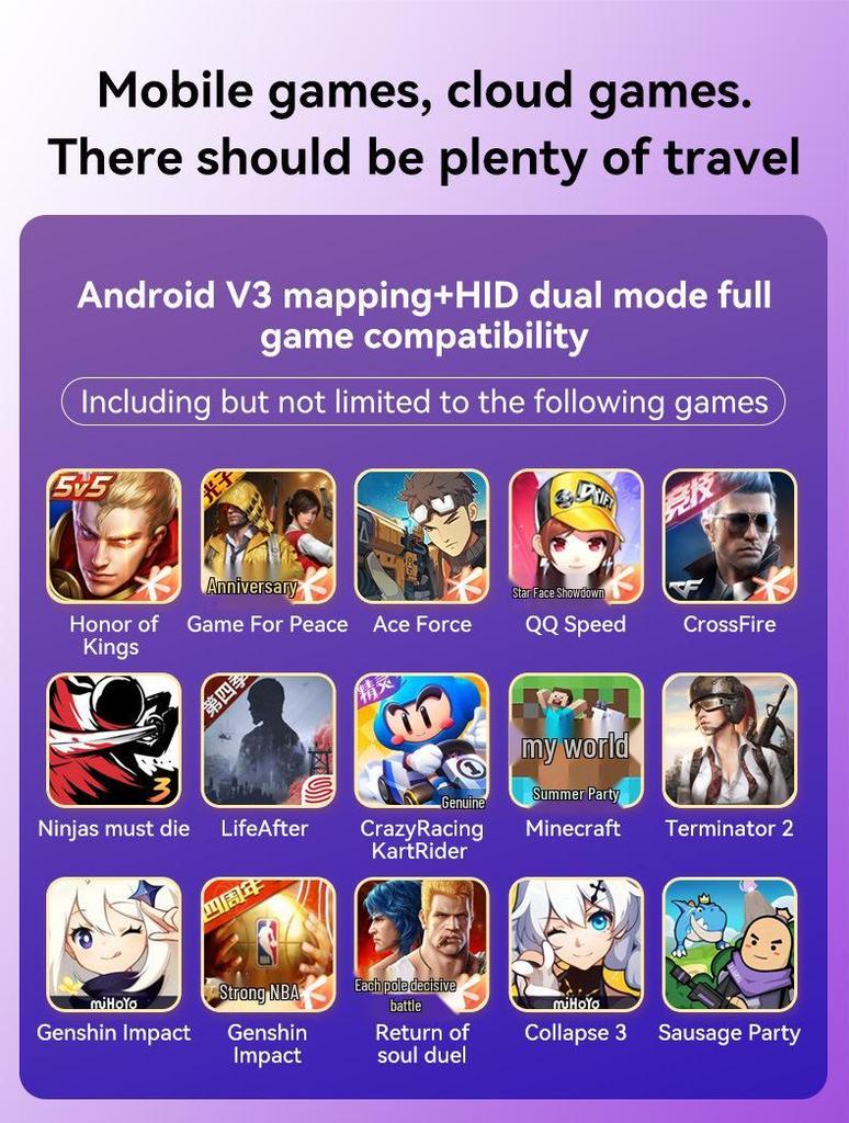 D8 Telescopic Bluetooth Gaming Handle with RGB Glow & Vibration