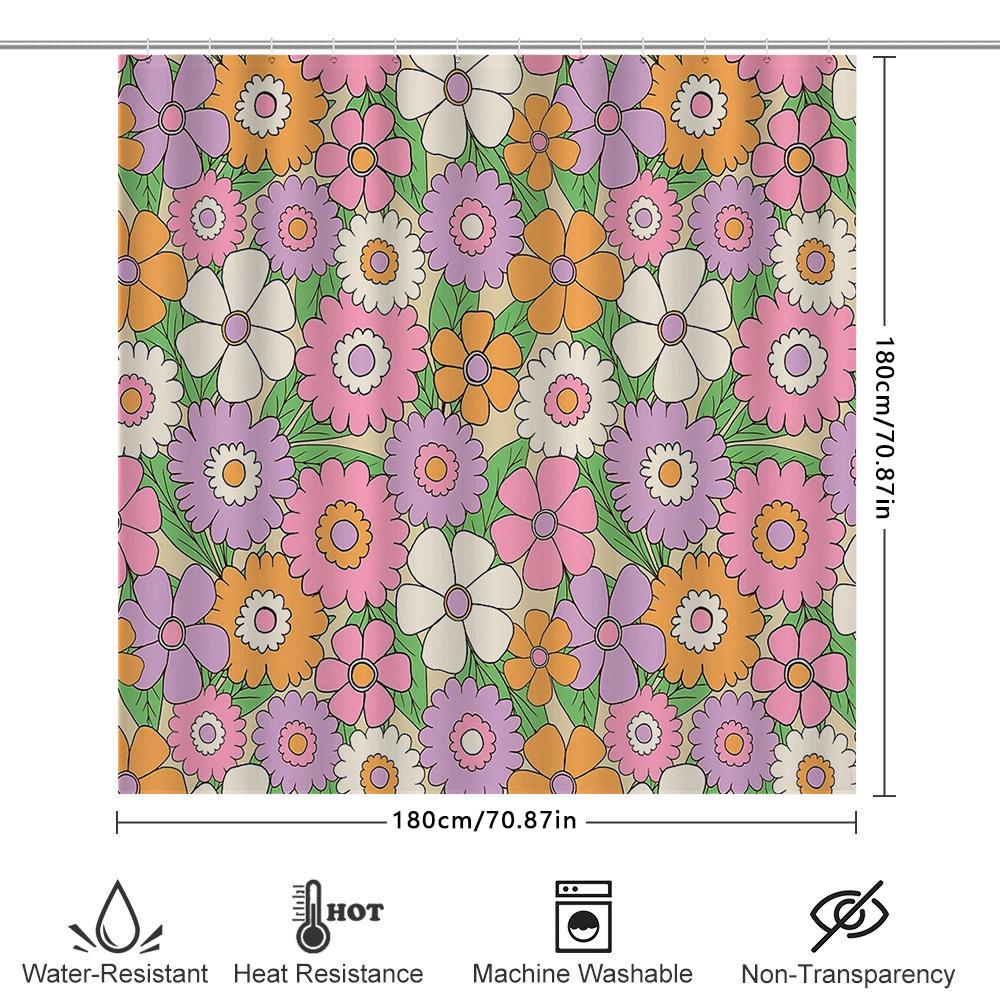 Floral Shower Curtain Botanical Flower Pattern Bathroom Decor Waterproof Fabric Vintage Nature Home Decor Artistic Washable Mode