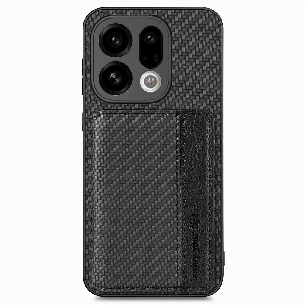 For Oppo Find X9 5G Case RFID Blocking Carbon Fiber Leather Phone Back Cover with Card Holder