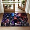Crystal Velvet Square Rug Custom NameJujutsu Kaisen Pattern Non Slip Home Floor Decor Rug