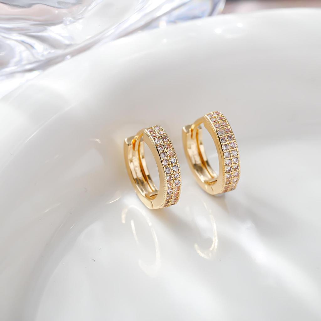 European & American High-End Luxury Zircon Full Diamond Ear Studs for Women