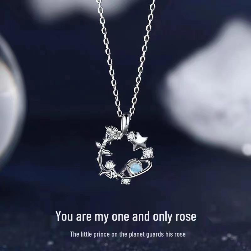 The Little Prince Rose Necklace: Women's Luxurious, Non-fading Dreamy Planet Pendant - 2024 Trendy Accessory
