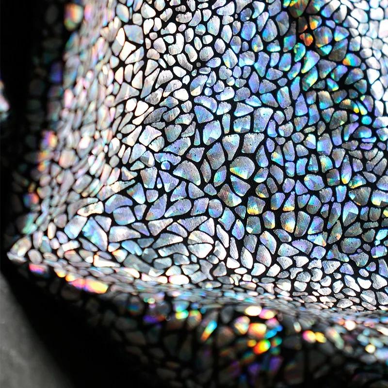 50x145cm Laser Iridescent Coated Fabric Diy Elastic Skirt Dress Cloth Stage Background Decorative Material Clothing Supplies