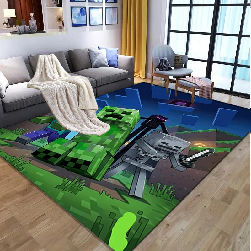 Tappeto con motivo Minecraft, Tappetino da interno/esterno, per Picnic, Sala giochi, Camera da letto, Ufficio, Soggiorno, Tappeto decorativo per la casa, Regalo di compleanno