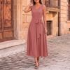 ZANZEA Women Elegant Casual V-Neck Solid Color Sleeveless Long Dress