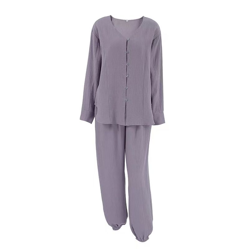Fashion Style New Arrival Casual Loose Top Two-Piece Pants Homewear V-neck Top Pants Suit