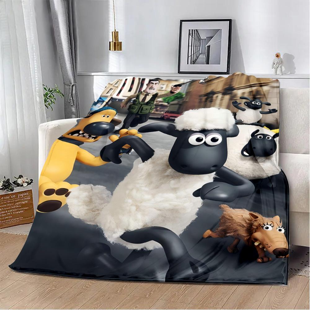 

Cartoon the Sheeps Printed Blanket Picnic Blankets Warm Blanket Soft and S-shauns Comfortable Blanket Home Travel Birthday Gift 80x60in