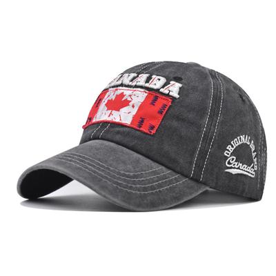 Gewaschene Baumwolle Ahornblatt Kanadische bestickte Baseballkappe Gewaschene und alte kanadische Kappe