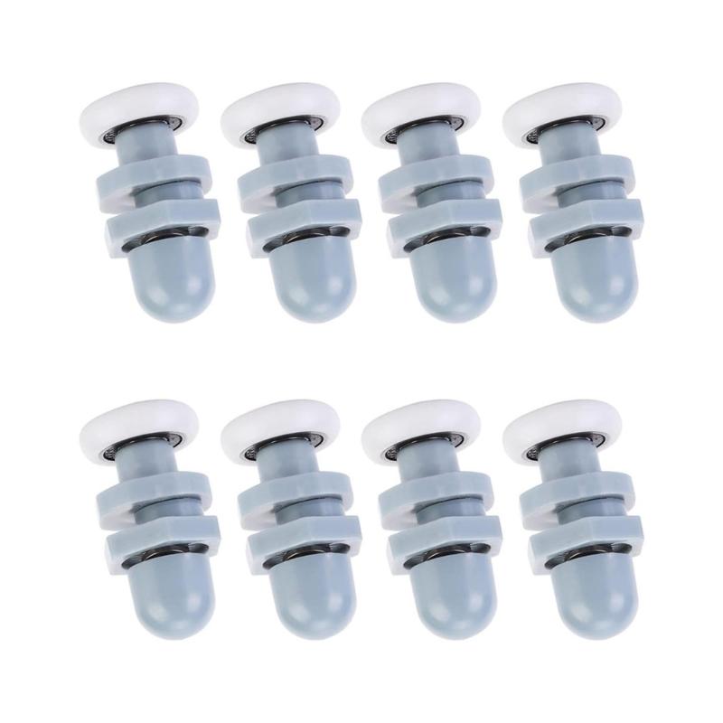 8Pieces Multipurpose 20mm Plastic Rollers for Sliding Shower Door Portable Sturdy Quiet Replacement Wheel Daily Use