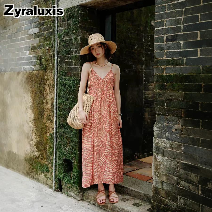 Bohemian Vintage Off-Shoulder Dress for Women Summer Xinjiang Tourism Thailand Hainan Sanya Beach Vacation Style Maxi Dress