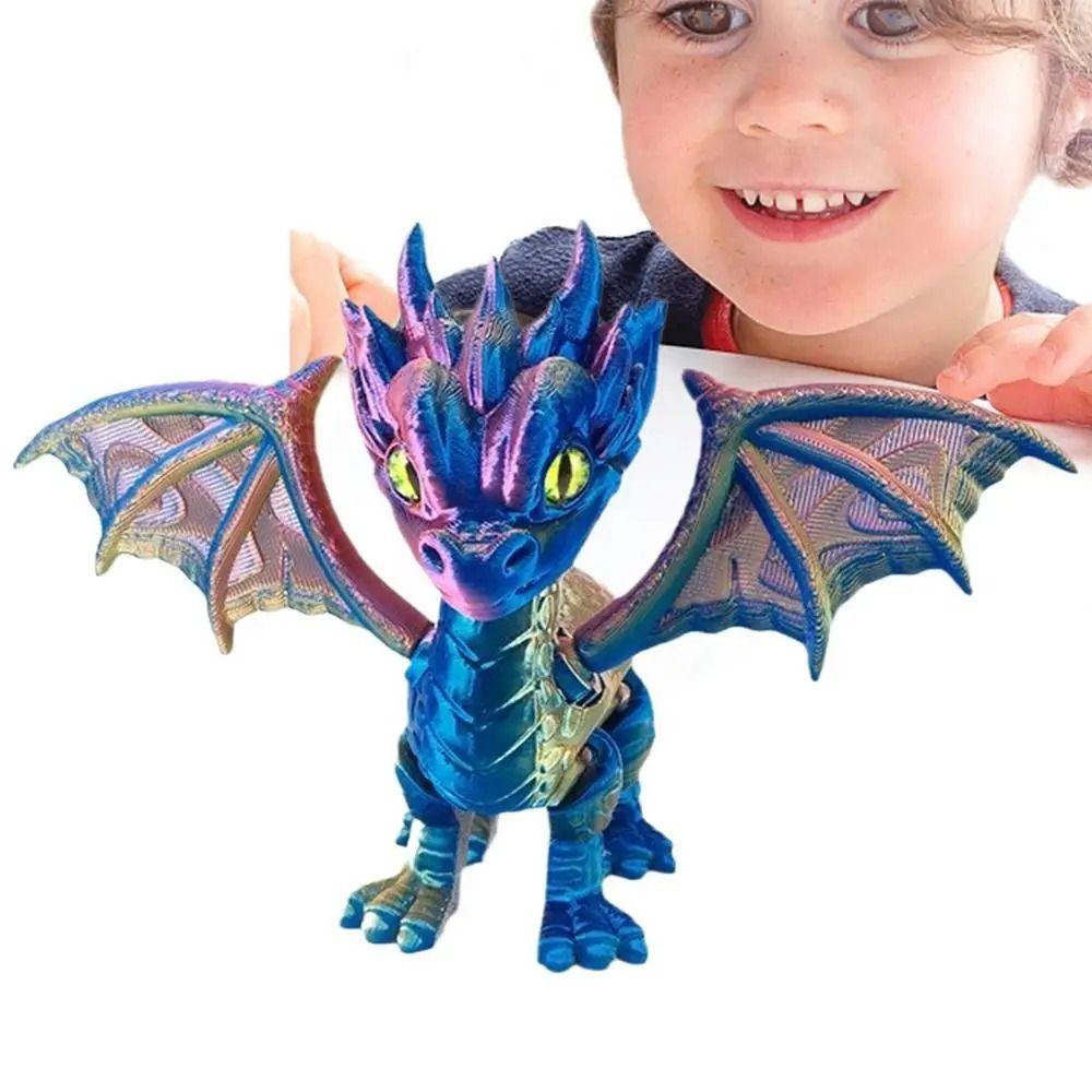 Multi-jointed Flying Dragon Figures Articulated Dragon Model Toy 3D Printed Dragon Desk Decoration