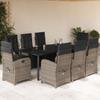 Vidaxl 9-Cz. Conjunto de Muebles de Jardín con Cojines, Gris, Ratán PE