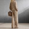 Women's Leopard Print Long Sleeve Slim Fit Sweatshirt and Retro Casual Pants 2 Piece Matching Set