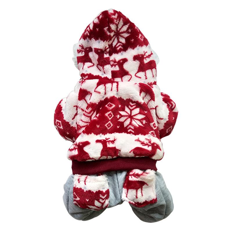 Christmas Pet Clothing and Accessories, Pet Cotton-padded Clothes, Snowflake Reindeer Thick Winter Dog Christmas Clothing
