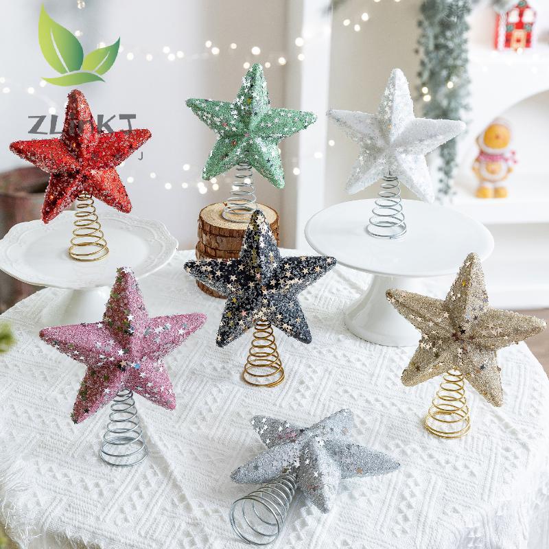 Christmas Glowing Tree Topper Five-pointed Star Shining Lamp Xmas Colorful TopStar Ornaments Navidad Decora