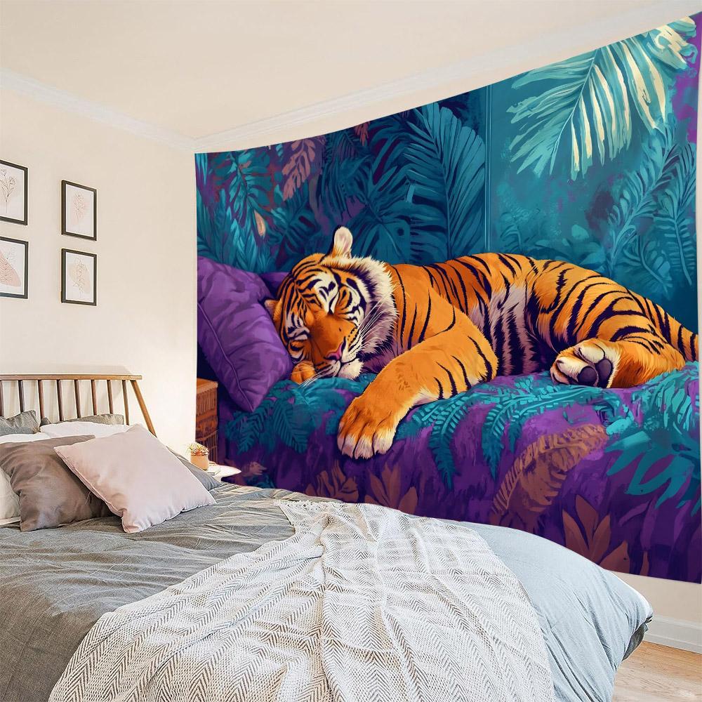 Psychedelic Tapestry, Mysterious Forest, Home Wall Decoration, Blankets, Jungle, Animals, Tigers, Cartoons, Bedroom Decoration