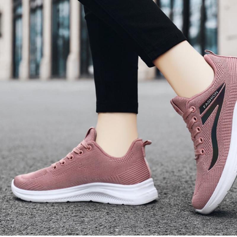 New Style Flat-soled Comfortable Fashionable Casual Walking Shoes Breathable Mesh Lace-up Lightweight Sneakers Women
