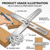 Multifunctional Woodworking Scriber Ruler Movable Angle Woodworking Measuring Gauge