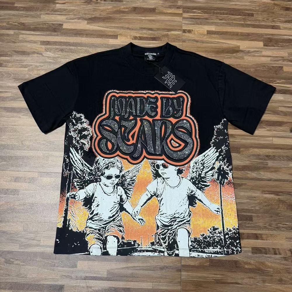 E8118 Summer Men s and Women s  EMOTIONS NEVER DIE  Print T-Shirt, Gothic Letter Graphic Streetwear Tee S