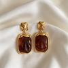 Retro geometric amber earrings women's light luxury high-end fashion versatile earrings niche design earrings