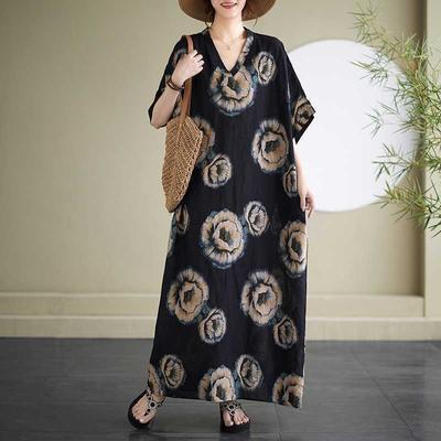 V-Neck Vintage Long Flesh-Covering Dresses