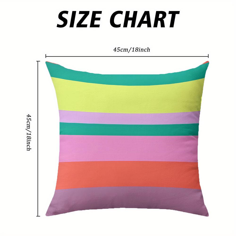 Vibrant Color Bands Square Jacquard Pillow Cover for Sofa Office Waist Cushion Cover Home Decorative Pillowcase