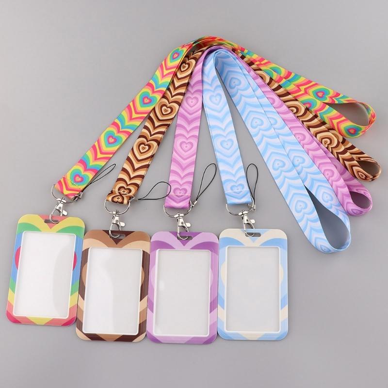 Lanyard mit Kartenetui Herzmuster ABS Kartenhalter Handy-Lanyard Kartenhülle für Arbeit Ausweishalter Buskarte Schlüsselzubehör