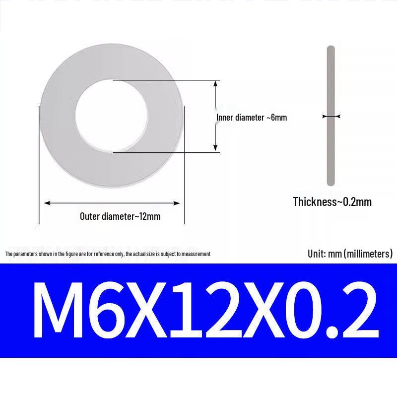 304 Stainless Steel Ultra-Thin Flat Washer, Thickness: 0.1/0.2/0.3/0.4/0.5 Mm, Sizes M1-M8