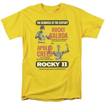 Rocky II Rematch T Shirt Mens Licensed Boxing Movie Balboa Creed Yellow