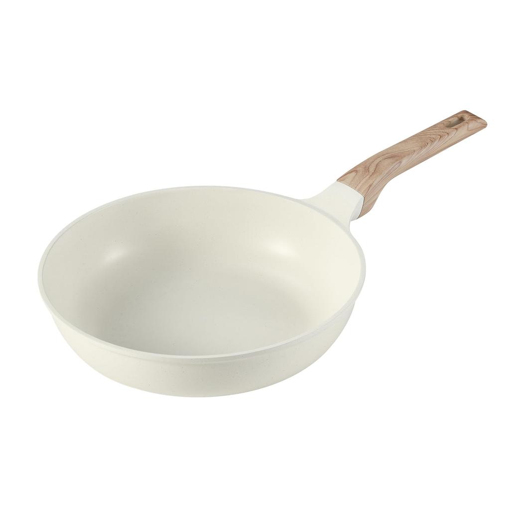 CAROTE Frying Pan IH Gas PFOA PFOS Deep Marble Easy to All Heat Source Beige 26cm, & Compatible, & Free, 5-Layer Construction, Ultra-Lightweight,
