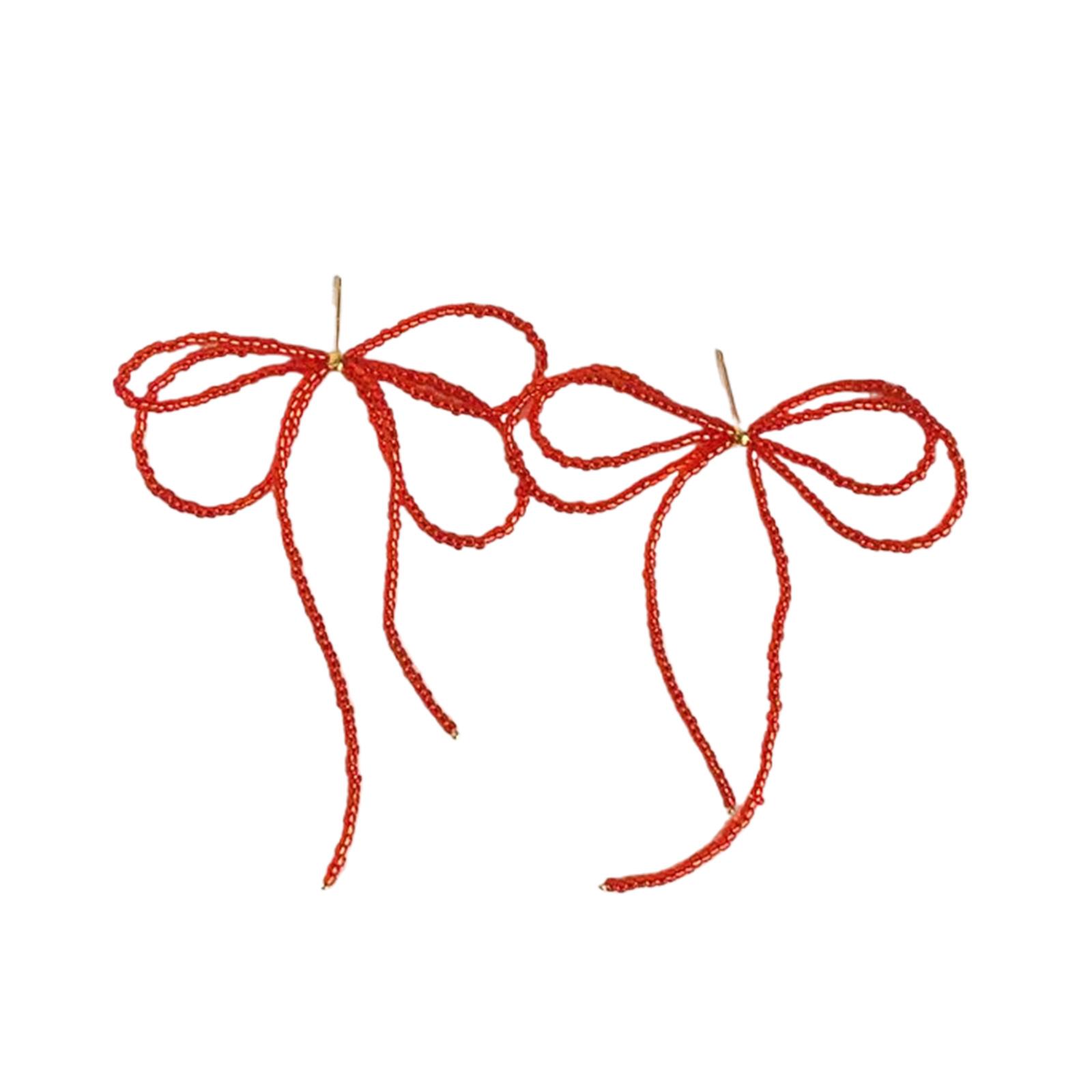 

Crystal Bowknot Drop Earrings Elegant Women Fashion Ear Jewelry Unique Dangle Earrings Long Pendant Earrings for Daily